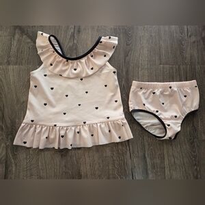 H&M Girls Toddler Heart Print Swimsuit Size 18m/2t